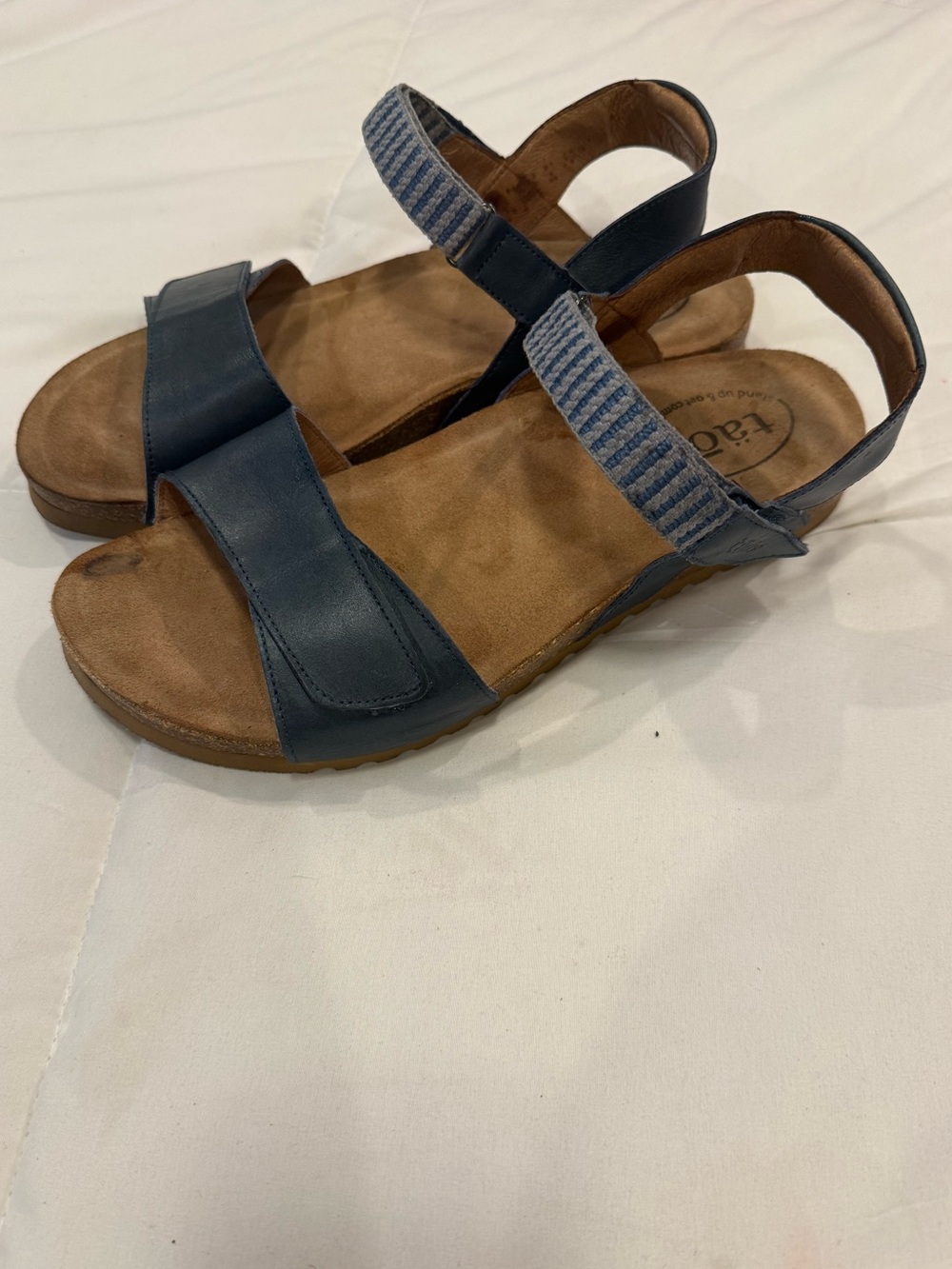Taos Symbol Navy Blue Leather Comfort Sandals - Size 10 - Picture 2 of 6